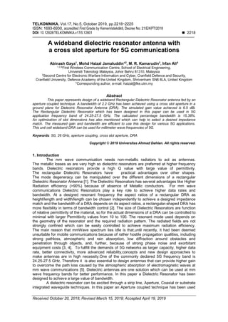 A wideband dielectric resonator antenna with a cross slot aperture for ...