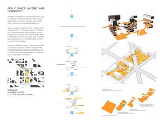 PUBLIC SPACE: LAYERED AND
CONNECTED
                                                                            METRA
This project is redesigns two under utilitzed city blocks near
the intersection of Grand and Milwaukee Ave. This dense
neighborhood is re-imagined to create a dynamic public
space centered around existing transit infrastructure.

New public space is created through the connection of two
existing datums, -25’-0” Subway and the +25’-0” Metra
line. A large public plaza is constructed around the exca-
vated and exposed subway line and alternatively the above                       CTA
grade Metra line featues an above grade plaza. All of these
new spaces are infused with housing and retail, as well as
uninterrupted public walkways.

The project is invested in creating a new vertical articulation   RESIDENTIAL

of space which encourages exploration and public trafﬁc.                              PARKING

The consquential layering of public and private space con-                               RETAIL

nects existing urban datums and develops the in-between                                RETAIL
                                                                                         T


space through programmed collision.


                                                                  RESIDEN
                                                                     IDEN
                                                                       EN              RETAIL
                                                                                        E
                                                                                        ETAI

                                                                            RETAIL




                                                                                                  ARTICULATION OF THE IN-BETWEEN



                                                                  RETAIL




                                                                                CTA




                                                                  RESIDENTIAL

                                                                                      PARKING

                                                                                         RETAIL

SPRING 08:                                                                             RETAIL
                                                                                         T

HOUSING STUDIO                                                              METRA

CLUTTER, LYSTER, DEJONG

                                                                  R
                                                                  RESIDEN
                                                                        N              RETAIL
                                                                                        E
                                                                                        ETAI




                                                                  RETAIL              RETAIL




                                                                                CTA
 