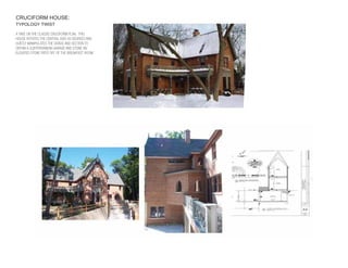 CRUCIFORM HOUSE:
TYPOLOGY TWIST

A TAKE ON THE CLASSIC CRUCIFORM PLAN. THIS
HOUSE ROTATES THE CENTRAL AXIS 45 DEGREES AND
SUBTLY MANIPULATES THE GRADE AND SECTION TO
OBTAIN A SUBTERRANEAN GARAGE AND STONE AN
ELEVATED STONE PATIO OFF OF THE BREAKFAST ROOM.
 