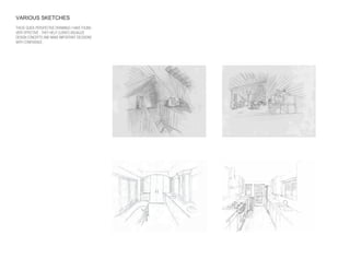 VARIOUS SKETCHES
THESE QUICK PERSPECTIVE DRAWINGS I HAVE FOUND
VERY EFFECTIVE - THEY HELP CLIENTS VISUALIZE
DESIGN CONCEPTS AND MAKE IMPORTANT DECISIONS
WITH CONFIDENCE.
 
