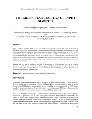 THE MOLECULAR GENETICS OF TYPE 1 DIABETES | PDF