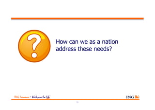 How can we as a nation
address these needs?




       12
 