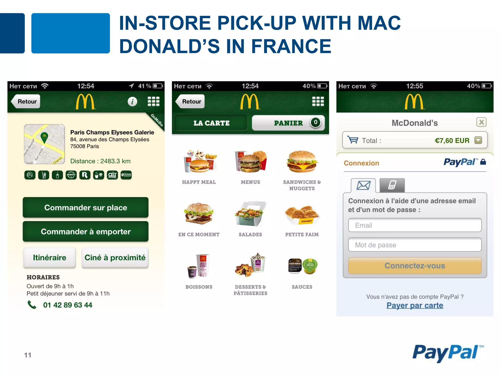 IN-STORE PICK-UP WITH MAC
     DONALD’S IN FRANCE




11
 