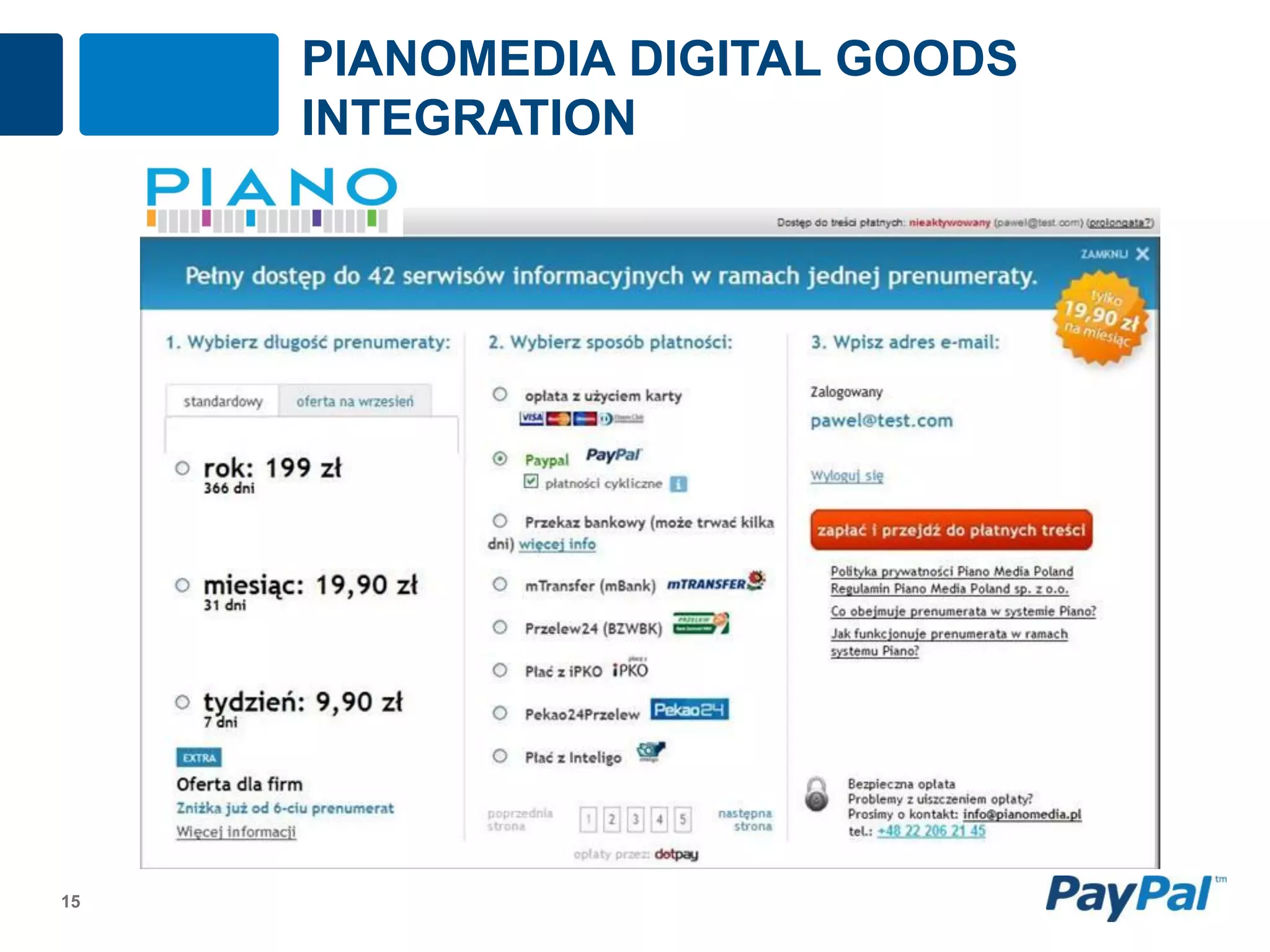 PIANOMEDIA DIGITAL GOODS
     INTEGRATION




15
 