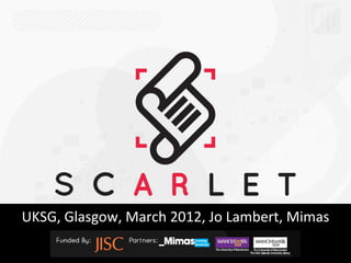 UKSG, Glasgow, March 2012, Jo Lambert, Mimas
 