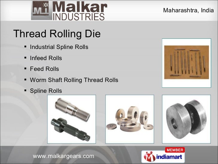 Thread Rolling Dies By Malkar Industries, Mumbai