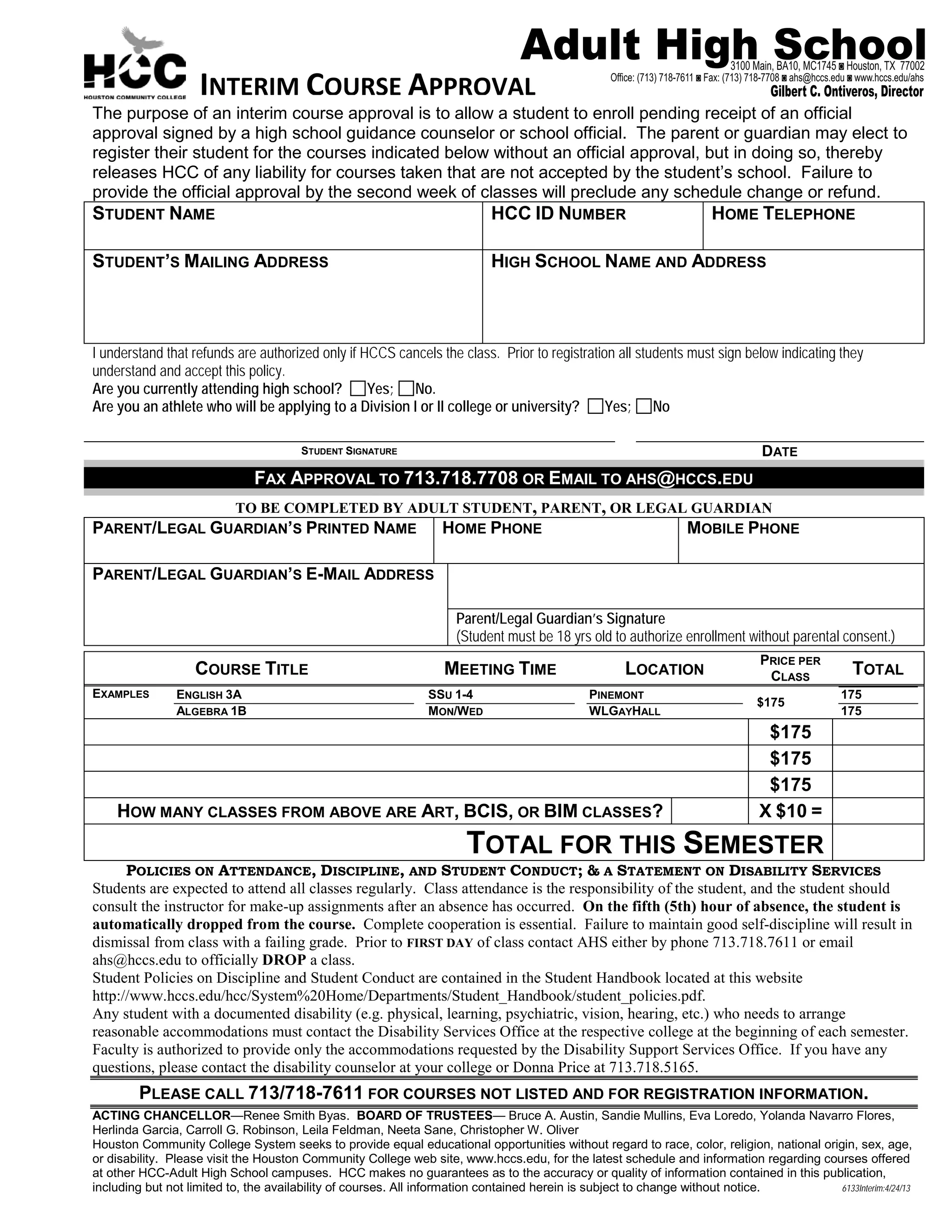 Adult Education Interim Approval Form | PDF