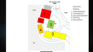 1
2
3
4
5
Site entry
1. Administration
2. Conference
4. Dinning
3. Accommodation
5. Recreation
Parking
 