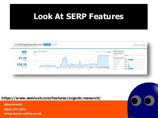 Look At SERP Features
https://www.semrush.com/features/organic-research/
 