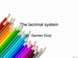 The lacrimal system
Dr. Samten Dorji
 