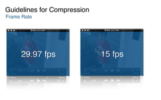 29.97 fps 15 fps
Frame Rate
Guidelines for Compression
 