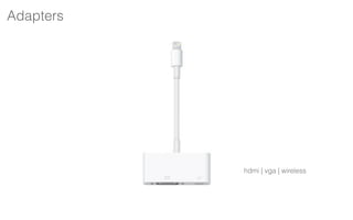 Adapters
hdmi | vga | wireless
 