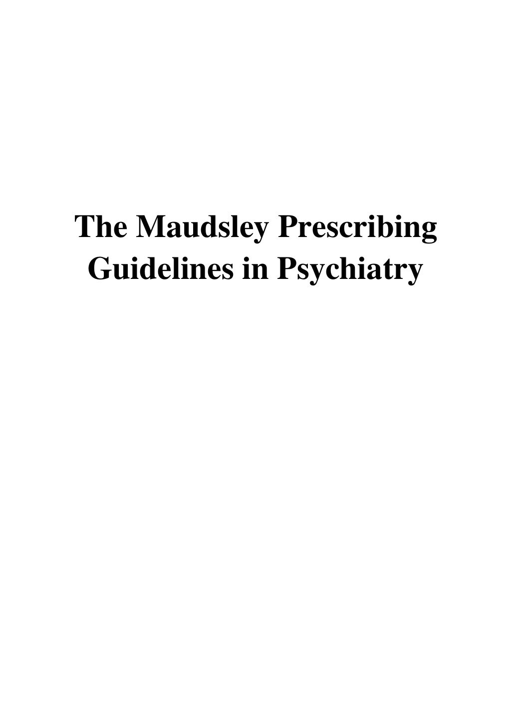 The Maudsley Prescribing Guidelines in Psychiatry PDF David M. Taylor