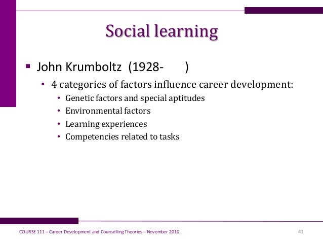 career development and counselling theories career development theories