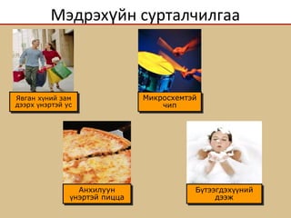 Мэдрэх йн сурталчилгааү
Явган х ний замү
дээрх нэртэй усү
Явган х ний замү
дээрх нэртэй усү
Анхилуун
нэртэй пиццаү
Анхилуун
нэртэй пиццаү
Микросхемтэй
чип
Микросхемтэй
чип
Б тээгдэх нийү үү
дээж
Б тээгдэх нийү үү
дээж
 
