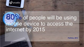 80% of people will be using
mobile device to access the
internet by 2015
Fishtree, 2014
 