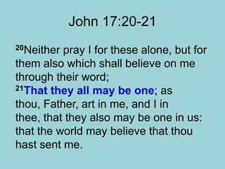 To move as “one”Can families move as “one” with God’s will at the center?