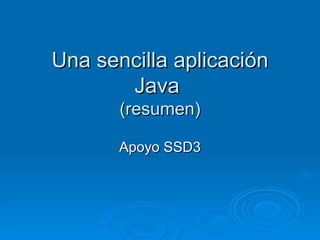 Una sencilla aplicación Java  (resumen) Apoyo SSD3 