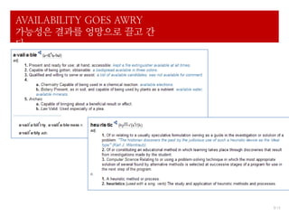 AVAILABILITY GOES AWRY
가능성은 결과를 엉망으로 끌고 간
다.




                         3/ 12
 