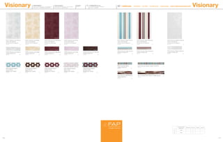 Visionary                                      RIVESTIMENTI
                                                 WALL TILES - REVETEMENTS - REVESTIMIENTOS
                                                 WANDFLIESEN - ОБЛИЦОВОЧНАЯ ПЛИТКА
                                                                                             PASTA BIANCA
                                                                                             WHITE BODY - PÂTE BLANCHE - PASTA BLANCA
                                                                                             WEISCHERBIGER - БЕЛАЯ ГЛИНА
                                                                                                                                          30,5x56
                                                                                                                                          12”x22”
                                                                                                                                                          RT    SPESSORE 8,5 mm
                                                                                                                                                                THICKNESS - EPAISSEUR - ESPESOR
                                                                                                                                                                STÄRKE - ТОЛЩИНА
                                                                                                                                                                                                  RT / rettiﬁcato                 rectiﬁed - rectiﬁe - rectiﬁcado - begradigt - ректифицированная                                       Visionary




      fHW1 Visionary Loto Bianco   fHW0 Visionary Loto Beige              fHW2 Visionary Loto Bordeaux           fHW3 Visionary Loto Rosa                                                         fHY5 Visionary Tratto Azzurro      fHV0 Visionary Tratto Bordeaux                      fHW4 Visionary Maiolica Bianco
      Inserto 30,5x56 RT           Inserto 30,5x56 RT                     Inserto 30,5x56 RT                     Inserto 30,5x56 RT                                                               Inserto 30,5x56 RT                 Inserto 30,5x56 RT                                  Inserto 30,5x56 RT
      TonosuTono 01 BIANCO         TonosuTono 01 BIANCO                   TonosuTono 05 ROSA                     TonosuTono 01 BIANCO                                                             TonosuTono 01 BIANCO               TonosuTono 01 BIANCO                                TonosuTono 01 BIANCO
      PZ 74                    1   PZ 74                   1              PZ 74                      1           PZ 74                   1                                                        PZ 96                      1       PZ 96                        1                      PZ 127                       1




                                                                                                                                                                                                  fHXC Visionary Tratto Azzurro      fHXD Visionary Tratto Bordeaux                      fHY8 Visionary Maiolica Bianco
      fHWE Visionary Loto Bianco   fHWD Visionary Loto Beige              fHWF Visionary Loto Bordeaux           fHWH Visionary Loto Rosa           fHWG Visionary Loto Marrone                   Listello 5,5x30,5 RT               Listello 5,5x30,5 RT                                Listello 7,5x30,5 RT
      Listello 9x30,5 RT           Listello 9x30,5 RT                     Listello 9x30,5 RT                     Listello 9x30,5 RT                 Listello 9x30,5 RT                            PZ 14                      2       PZ 14                        2                      PZ 32                        2
      PZ 22                   2    PZ 22                   2              PZ 22                      2           PZ 22                   2          PZ 22                     2




                                                                                                                                                                                                  fHXU Visionary Nastro               fHXV Visionary Nastro Listello 4,5x56 RT       1
                                                                                                                                                                                                  Listello 4,5x30,5 RT                PZ 54
      fHWJ Visionary Esagono       fHWK Visionary Esagono                 fHWM Visionary Esagono                 fHWL Visionary Esagono             fHWN Visionary Esagono                        PZ 25                    2
      Azzurro Bianco               Beige Marrone                          Bordeaux Rosa                          Bianco Rosa                        Bordeaux Verde
      Mosaico List. 10x30,5        Mosaico List. 10x30,5                  Mosaico List. 10x30,5                  Mosaico List. 10x30,5              Mosaico List. 10x30,5
      PZ 61                    2   PZ 61                     2            PZ 61                      2           PZ 61                       2      PZ 61                     2


                                                                                                                                                                                                  fHY6 Visionary Raku Marrone         fHY7 Visionary Raku Marrone Listello 6x56 RT   2
                                                                                                                                                                                                  Listello 6x30,5 RT                  PZ 63
                                                                                                                                                                                                  PZ 32                    2




                                                                                                                                                                                                                                                                                                           Unità di vendita
                                                                                                                                                                                                                                                                                                                              MQ./Box PZ./Box   Kg/Box   Box/PL
                                                                                                                                                                                                                                                                                                             Sales unit
                                                                                                                                                                                                                                                                                                     1          1 Box            -       4        -        -

                                                                                                                                                                                                                                                                                                     2         1 Box             -       5        -        -




116                                                                                                                                                                                                                                                                                                                                                               117
 
