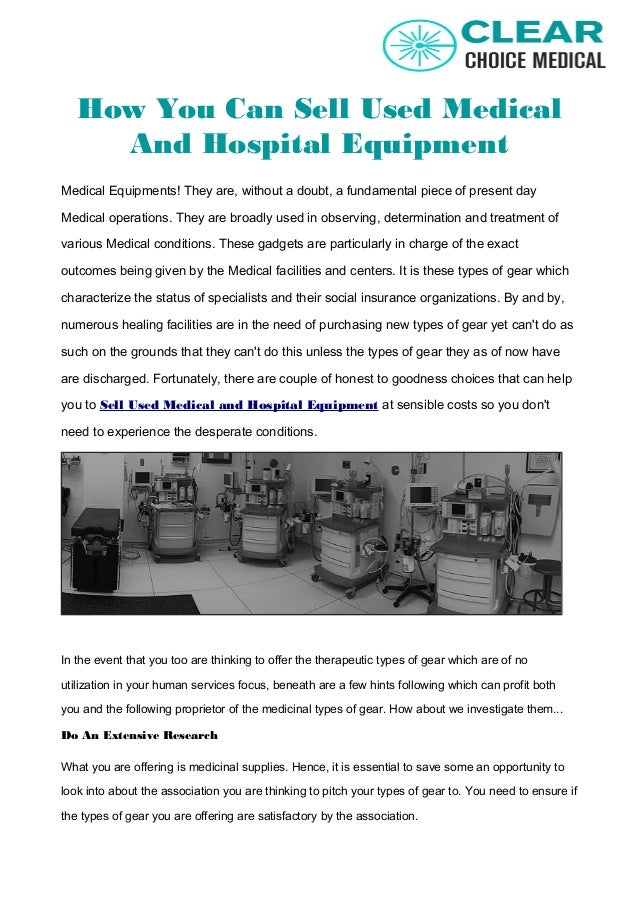 How You Can Sell Used Medical And Hospital Equipment