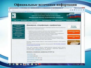 Официальные источники информации
 