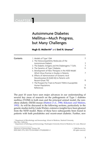Immunopathogenesis Of Type 1 Diabetes Mellitus 1st Edition Emil R ...