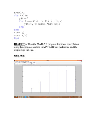 Linear Convolution using Matlab Code | PDF