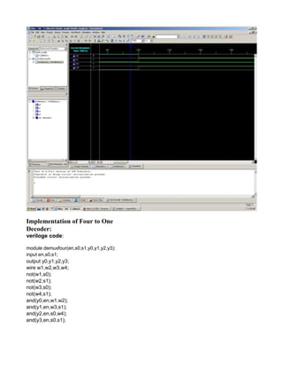 Verilog VHDL code Multiplexer and De Multiplexer | PDF