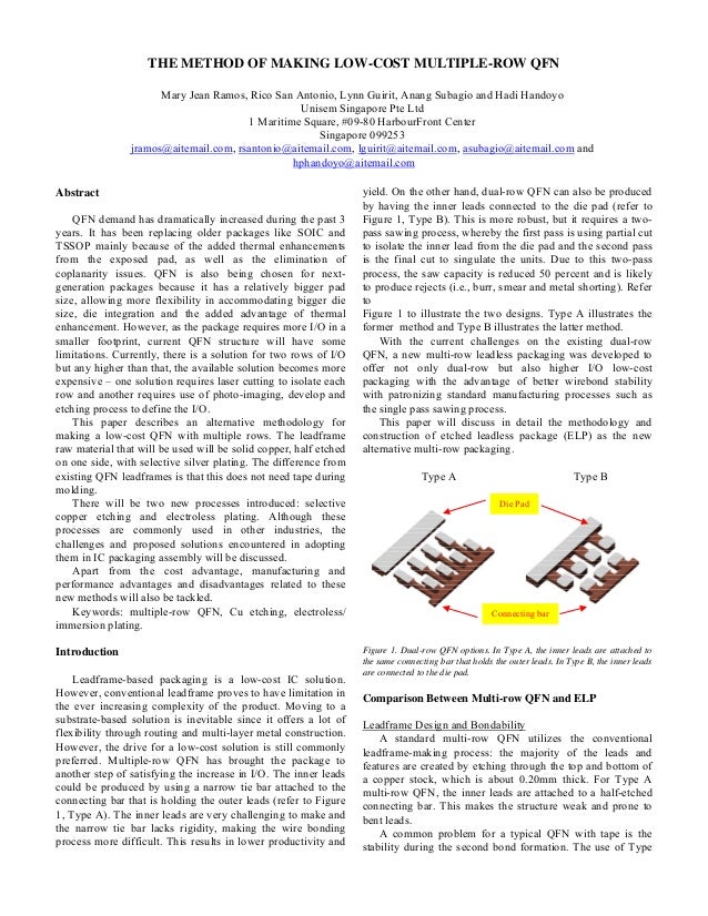 Low Cost Multiple Row QFN