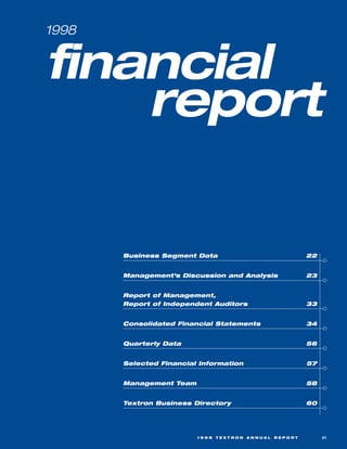 textron  annual report 1998