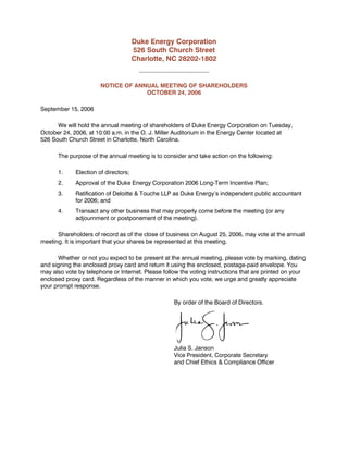 Duke_Energy_2006_Proxy_Statement