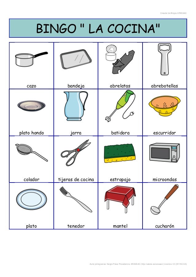 Bingo de la cocina