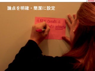 論点を明確・簡潔に設定 
一般社団法人デザイン思考研究所 <http://designthinking.or.jp/> 　　　 
 