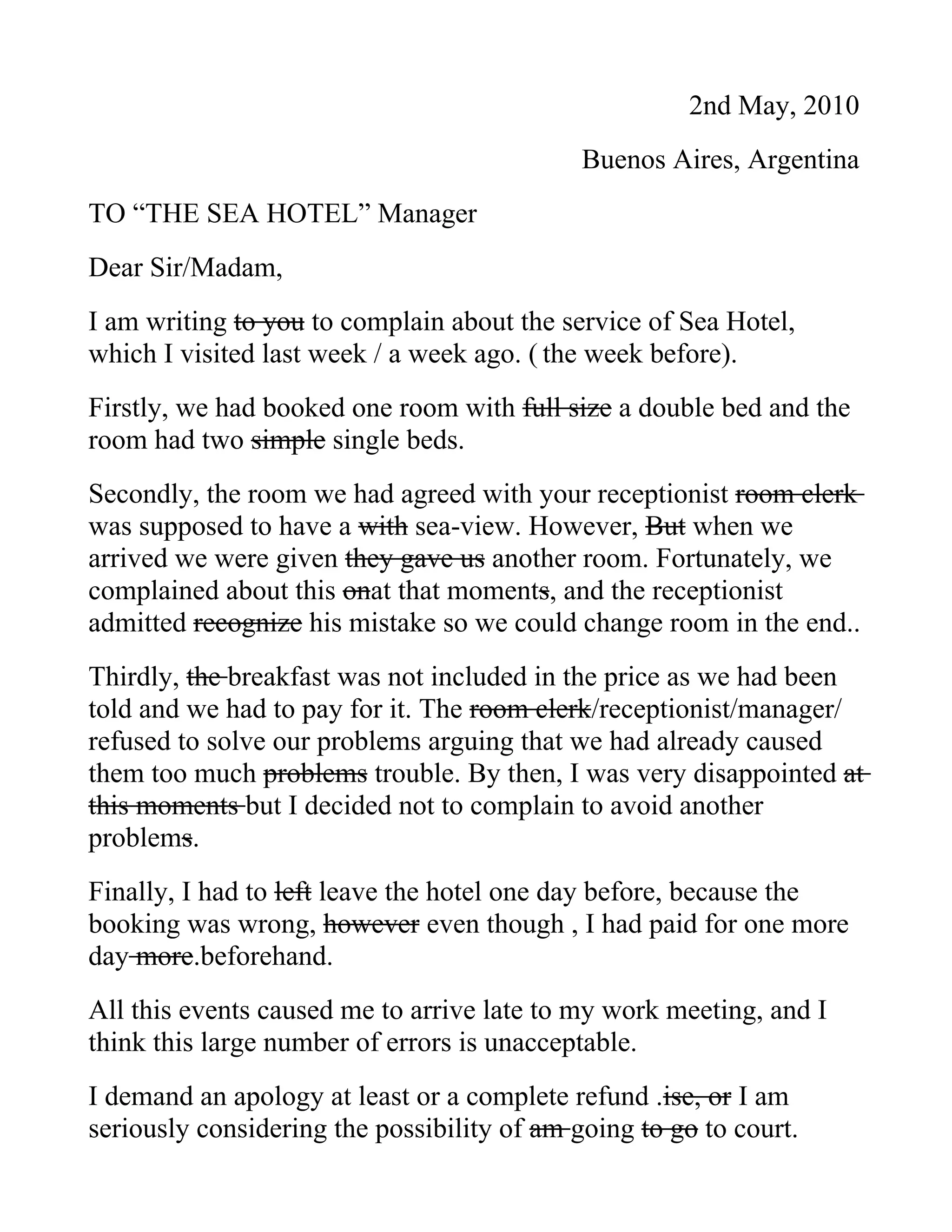 CORRECTION Letter of complaint | DOC