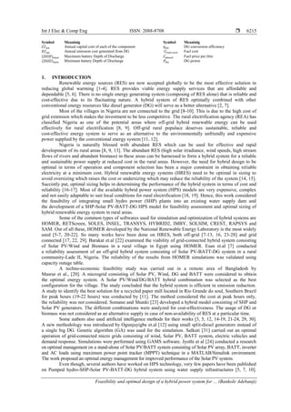 Feasibility and optimal design of a hybrid power system for rural ...