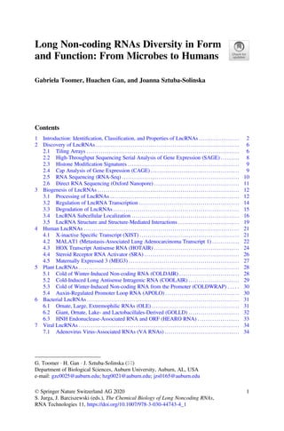 The Chemical Biology Of Long Noncoding Rnas 1st Ed Stefan Jurga | PDF