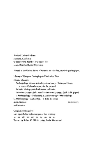 Anthropology With An Attitude Critical Essays Cultural Memory In The ...