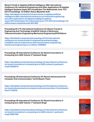 Proceedings Of International Conference On Recent Trends In Machine ...