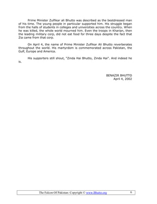 Zulfikar Ali Bhutto The Falcon Of Pakistan Abdul Ghafoor Bhurgri | PDF