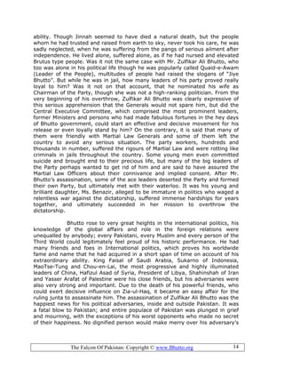 Zulfikar Ali Bhutto The Falcon Of Pakistan Abdul Ghafoor Bhurgri | PDF