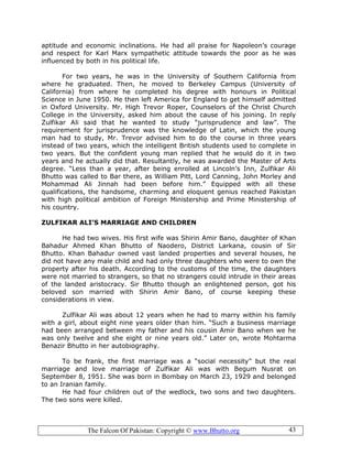 Zulfikar Ali Bhutto The Falcon Of Pakistan Abdul Ghafoor Bhurgri | PDF