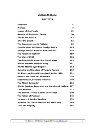 Zulfikar Ali Bhutto The Falcon Of Pakistan Abdul Ghafoor Bhurgri | PDF