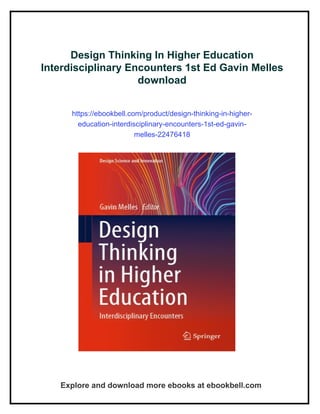 Design Thinking In Higher Education Interdisciplinary Encounters 1st Ed ...
