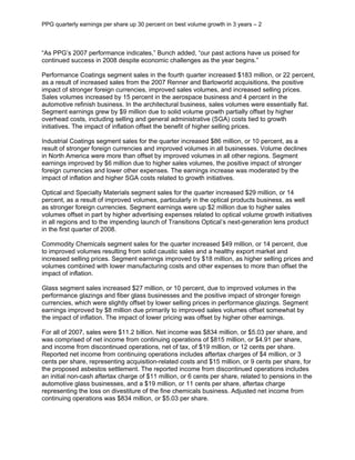 ppg industries 4Q07EARNINGSPRESSRELEASE
