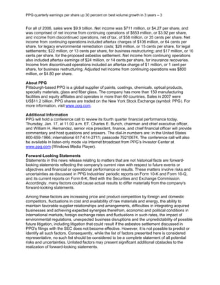 ppg industries 4Q07EARNINGSPRESSRELEASE