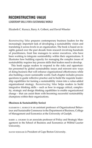 Reconstructing Value Leadership Skills For A Sustainable World ...
