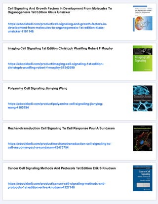 Cell Signaling Principles And Mechanisms 1st Edition Wendell Lim | PDF