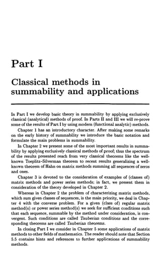 Classical And Modern Methods In Summability Johann Boos | PDF
