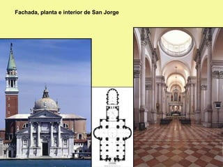 Fachada, planta e interior de San Jorge
 